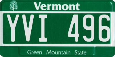VT license plate YVI496