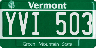 VT license plate YVI503