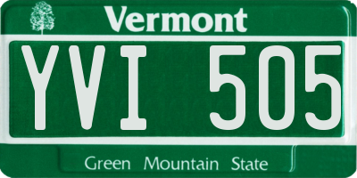 VT license plate YVI505