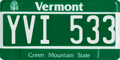 VT license plate YVI533