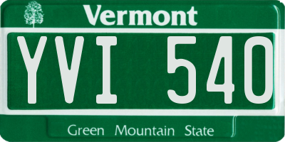 VT license plate YVI540