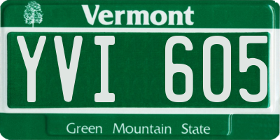 VT license plate YVI605