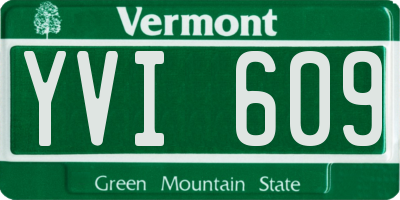VT license plate YVI609