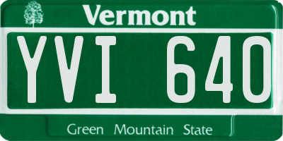 VT license plate YVI640