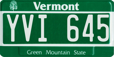 VT license plate YVI645