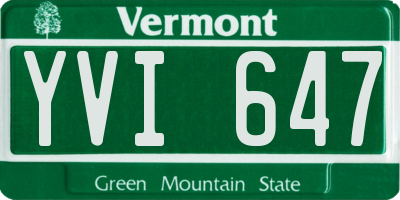 VT license plate YVI647