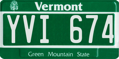 VT license plate YVI674