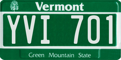 VT license plate YVI701
