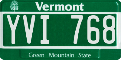 VT license plate YVI768