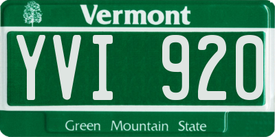 VT license plate YVI920