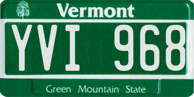 VT license plate YVI968