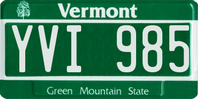 VT license plate YVI985