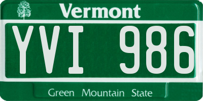 VT license plate YVI986