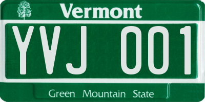 VT license plate YVJ001