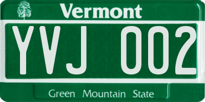 VT license plate YVJ002