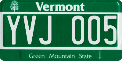 VT license plate YVJ005