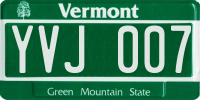 VT license plate YVJ007