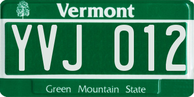 VT license plate YVJ012