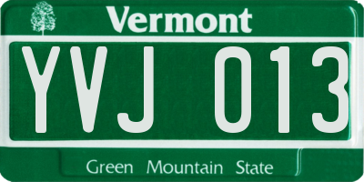 VT license plate YVJ013
