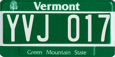 VT license plate YVJ017