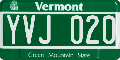 VT license plate YVJ020