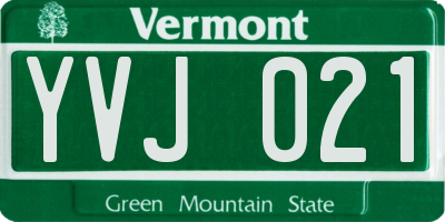 VT license plate YVJ021