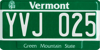 VT license plate YVJ025