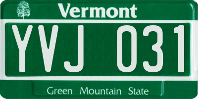 VT license plate YVJ031