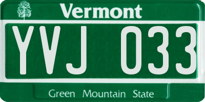 VT license plate YVJ033