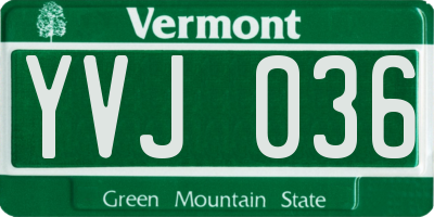 VT license plate YVJ036