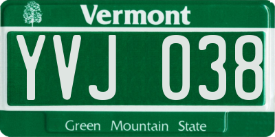 VT license plate YVJ038