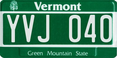 VT license plate YVJ040