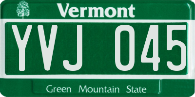 VT license plate YVJ045