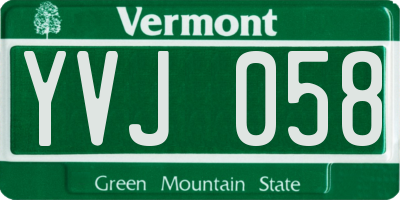 VT license plate YVJ058