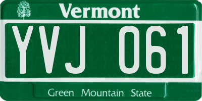 VT license plate YVJ061