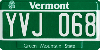 VT license plate YVJ068