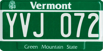 VT license plate YVJ072