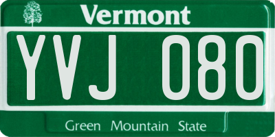 VT license plate YVJ080