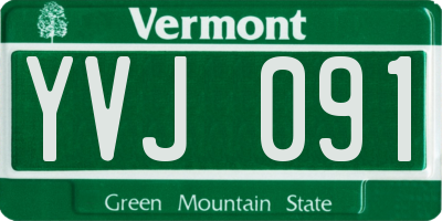VT license plate YVJ091