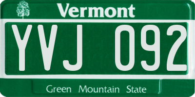 VT license plate YVJ092