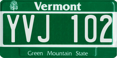 VT license plate YVJ102