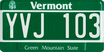 VT license plate YVJ103