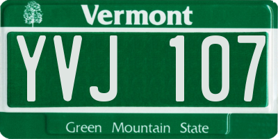 VT license plate YVJ107