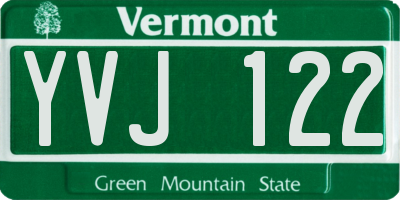 VT license plate YVJ122