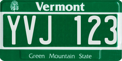 VT license plate YVJ123