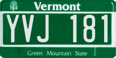 VT license plate YVJ181
