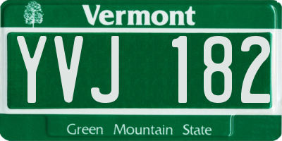 VT license plate YVJ182