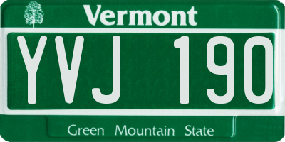 VT license plate YVJ190