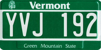 VT license plate YVJ192