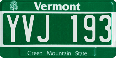 VT license plate YVJ193